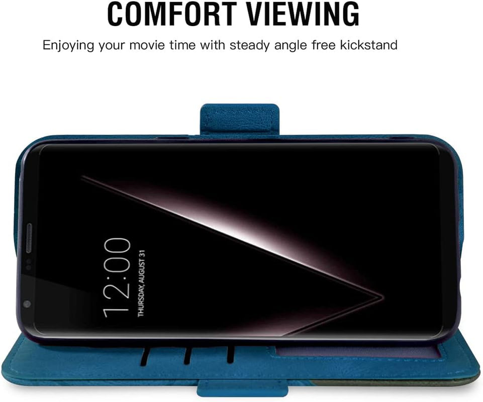 Asuwish Compatible with LG V35 Thinq V30 plus Wallet Case and Tempered Glass Screen Protector Flip Cover Card Holder Cell Accessories Phone Cases for LGV30 LGV35 LG30 LG35 V 30 35 V30+ V30S H931 Blue  Asuwish   