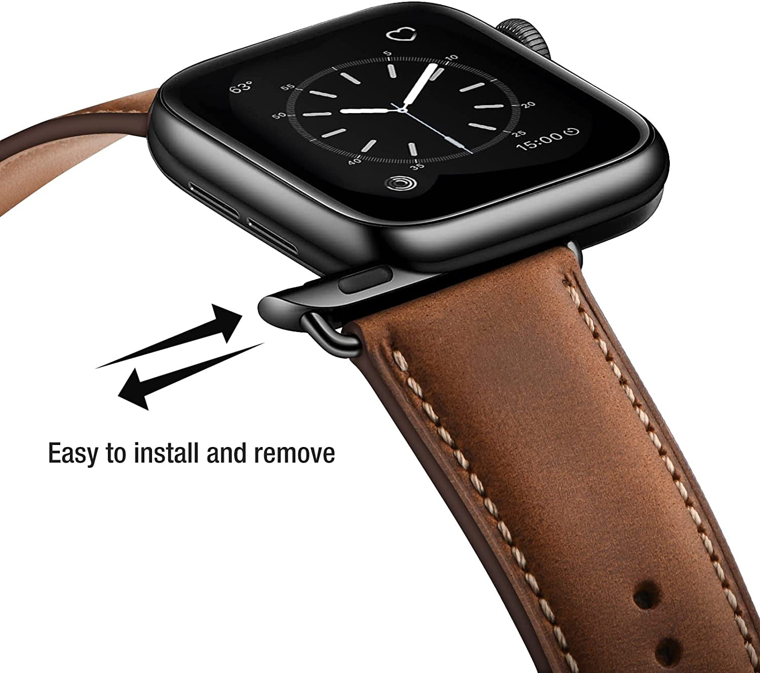 SUNFWR Leather Bands Compatible with Apple Watch Band 49Mm 45Mm 44Mm 42Mm for Men Women, Top Grain Genuine Leather Replacement Strap for Iwatch Ultra SE2 SE Series 8 7 6 5 4 3 2 1  SUNFWR   