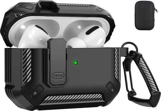 Maxjoy for Airpods Pro 2Nd Generation/1St Generation Case Cover with Lock, Airpods Pro 2 Protective Case Rugged Shockproof Cover with Keychain Compatible with Apple Airpods Pro 2 2022/Pro 2019, Black  Maxjoy   
