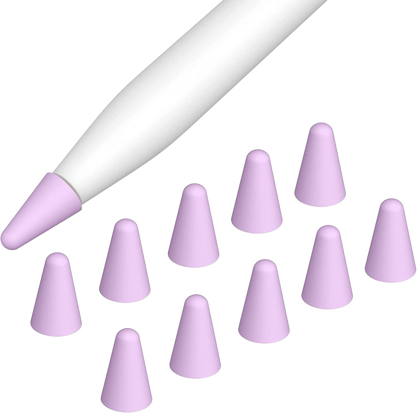 Moko [10 Pack Pencil Tips Cover Fit Ipad Pencil, Compatible with Apple Pencil 1St Gen/Pencil 2Nd Generation, Pen Nibs Cover for Drawing Writing Anti-Slip Silicone Lightweight Protective Case, Gray  MoKo Purple  