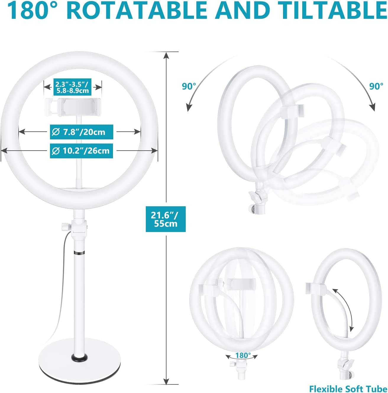 Neewer Selfie Ring Light for Laptop Computer, 10" Dimmable Desktop LED Circle Light with Stand/Phone Holder/3 Light Modes for Video Conference/Webcam Chat/Makeup/Live Stream/Selfie (White)  NEEWER   