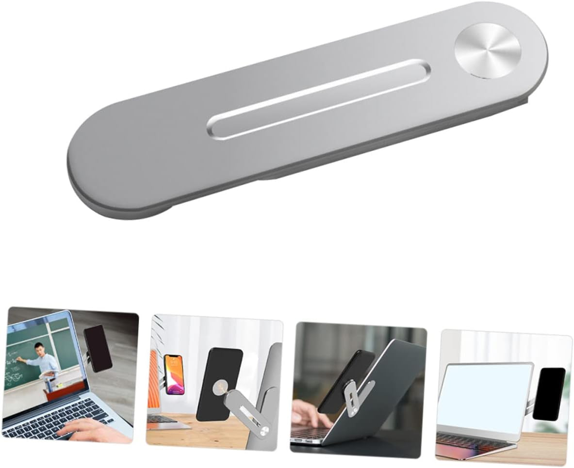 UKCOCO 2Pcs Mobile Phone Holder Collapsible Laptop Stand Stand for Laptop Magnetic Laptop Phone Stand Computer Monitor Stand Computer Phone Stand Magnetic Laptop Phone Stand Metal Silver  UKCOCO   