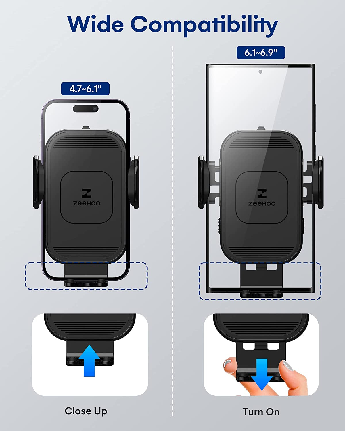 [Upgraded Version] Zeehoo Wireless Car Charger,15W Fast Charging Auto-Clamping Car Mount, Dash, Air Vent Charging Car Phone Holder for Iphone 14 13 12 11, Samsung Galaxy S23+ S22, Etc. (Black)  ZeeHoo   