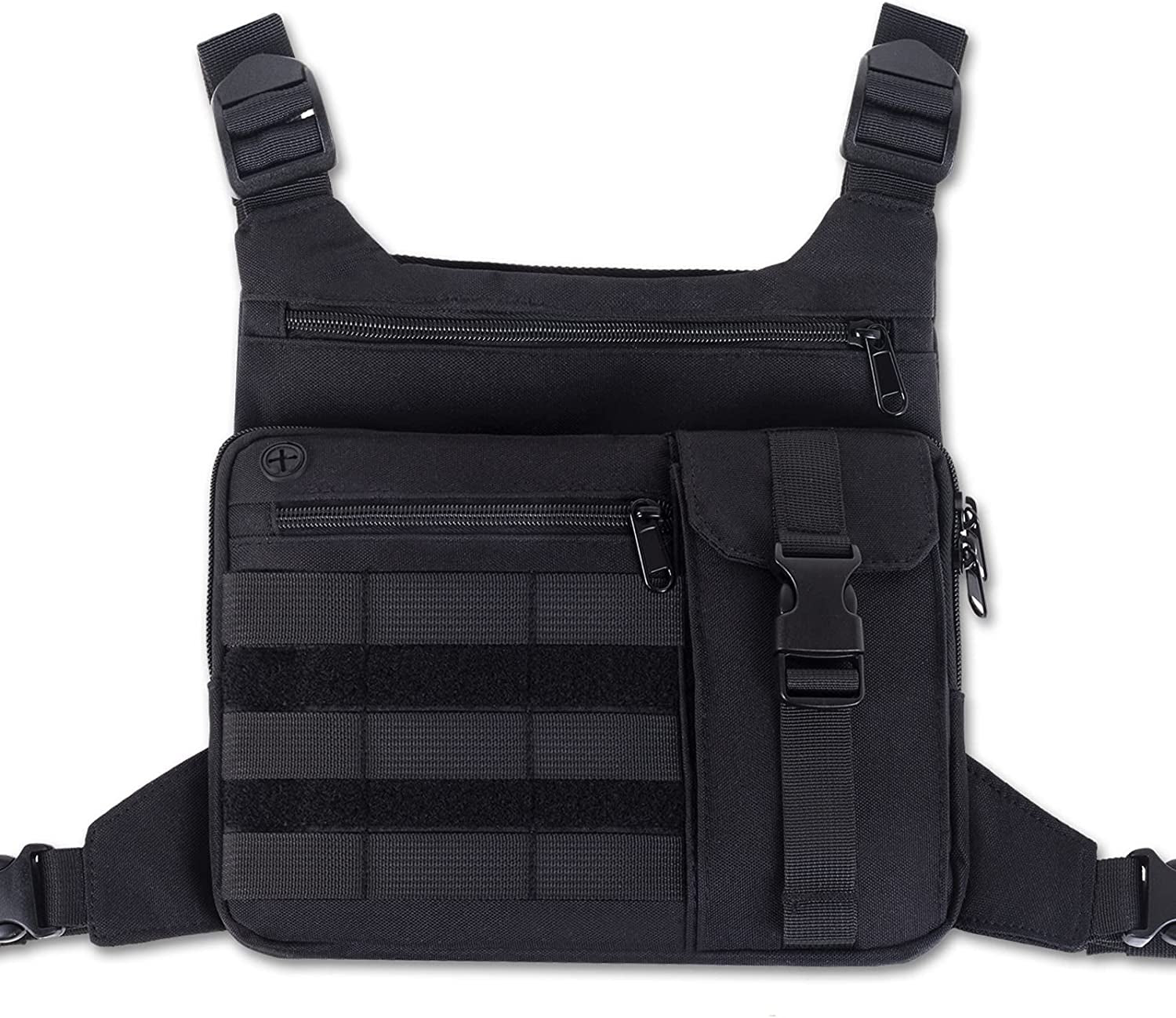 KINGSLONG Chest Bag Lightweight Chest Pack, Water Resistant Running Pack Phone Holder for Workouts, Running Backpack Vest with Pocket  KINGSLONG black  