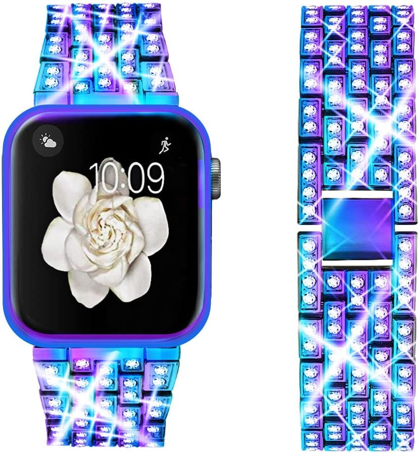 Dsytom Bing Band Compatible with Apple Watch Band 42Mm 44Mm 45Mm,Jewelry Replacement Metal Wristband Strap for Iwatch Band Series 8/7/6/5/4/3/2/1/SE Ultra(Silver)  Dsytom Colorful C 42mm/44mm/45mm 