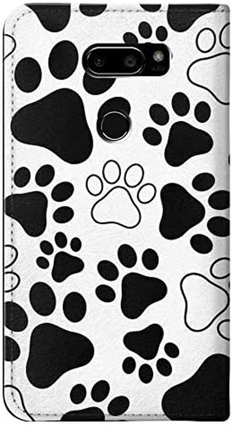 RW2904 Dog Paw Prints PU Leather Flip Case Cover for LG V30, LG V30 Plus, LG V30S Thinq, LG V35, LG V35 Thinq  jjphonecase   