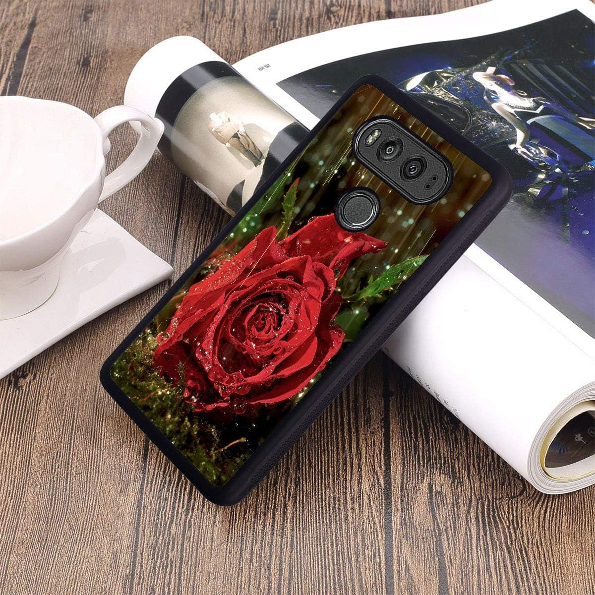 Case for LG V30/LG V30 Plus/Lg V30S/Lg V35/LG V35 Thinq, BWOOLL Slim Anti-Scratch Rubber Protective Case Cover for LG V30 - Red Rose in the Rain  BWOOLL   