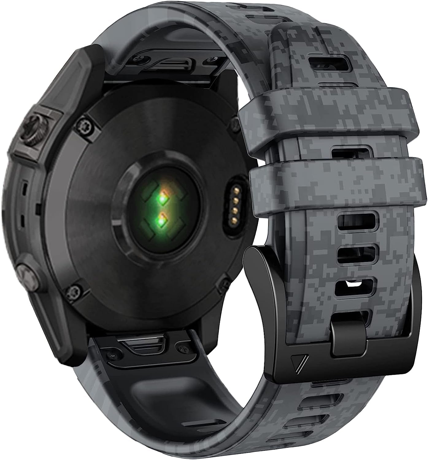 Bandkids 26Mm Camouflage Band for Garmin Fenix 5X /Fenix 6X /Fenix 7X Watch Band,Soft Silicone Waterproof Sport Quickfit Watch Bands for Garmin Fenix 6X Pro/5X Plus/Fenix 3/3 Hr/Enduro/Tactix Delta  Bandkids B-Black  