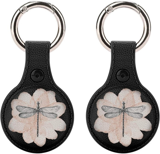 Dragonfly Pink Flower Protective Case for Airtags with Key Ring Airtags Tracker Cover Holder Accessories  MHXYZHW   