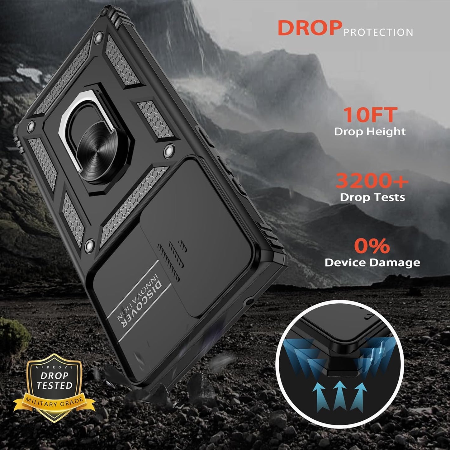 ATUMP for Samsung Galaxy Note 20 Ultra Case with HD Screen Protector, Build in 360° Rotating Ring Kickstand [Military Grade] Protective Case for Galaxy Note 20 Ultra, Black  Atump   