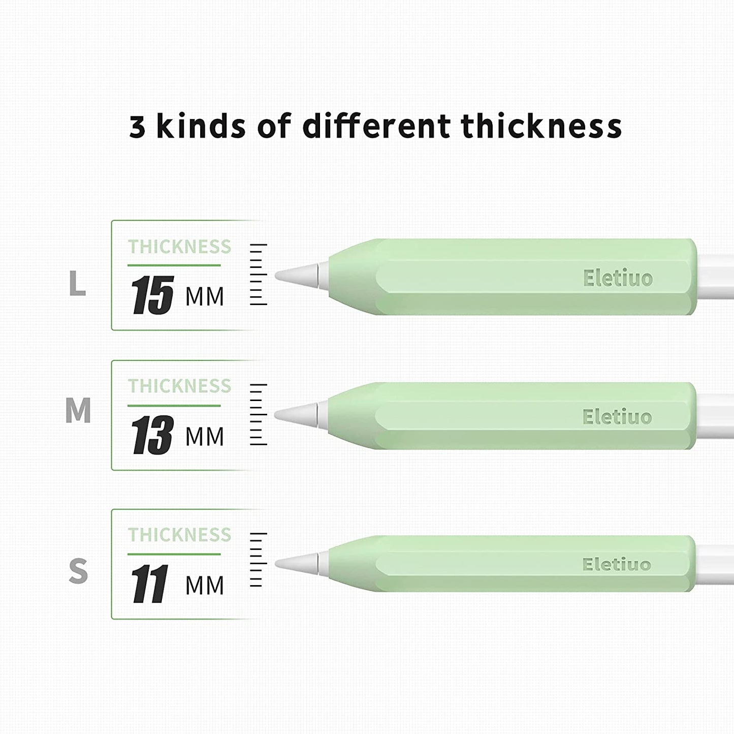 3 Sizes Silicone Grip Holder Protective Skin Sleeve Cover Case Accessories,Compatible with Apple Pencil 1St / 2Nd Gen, for Ipad Pro 9.7"/10.5"/11" /12.9",Mint Green (S, M, L)  Litumfen   