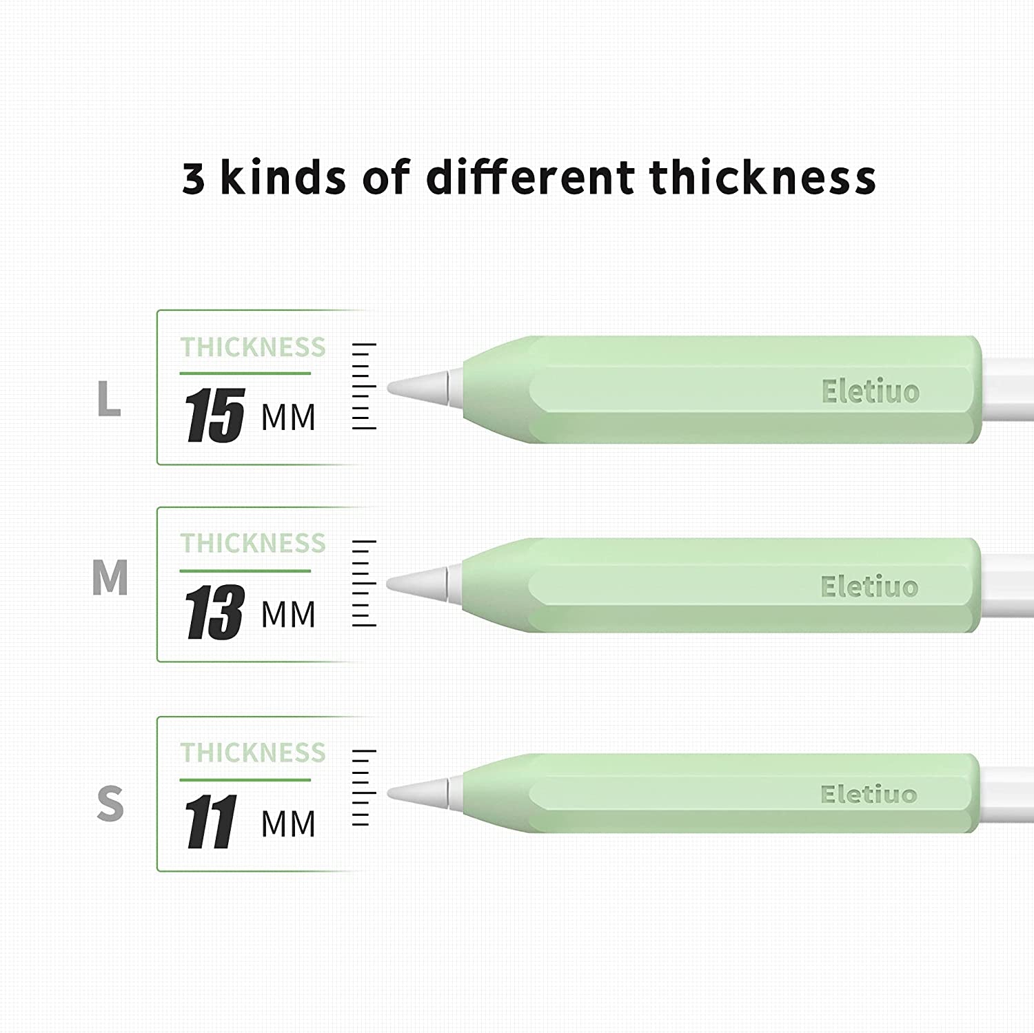 3 Sizes Silicone Grip Holder Protective Skin Sleeve Cover Case Accessories,Compatible with Apple Pencil 1St / 2Nd Gen, for Ipad Pro 9.7"/10.5"/11" /12.9",Mint Green (S, M, L)  Litumfen   