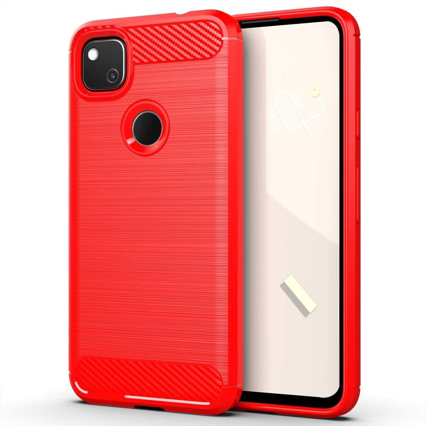 Vultic [Carbon Fiber Case for Google Pixel 4A (5G)(6.2"), Durable [Shock Absorption] Slim TPU Matte Lightweight Bumper Cover (Grey)  Vultic Red Google Pixel 4A (4G) 5.8" 