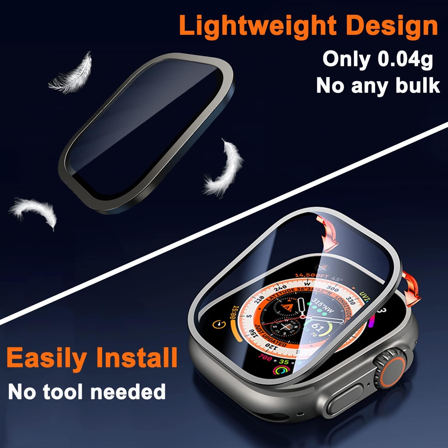 COJOC for Apple Watch Ultra Screen Protector 49Mm,Hd Tempered Glass + Titanium Alloy Frame,[Keep Original] [Touch Sensitive] Lightweight Protective Glass Film for Iwatch Ultra Accessories,Original  COJOC   