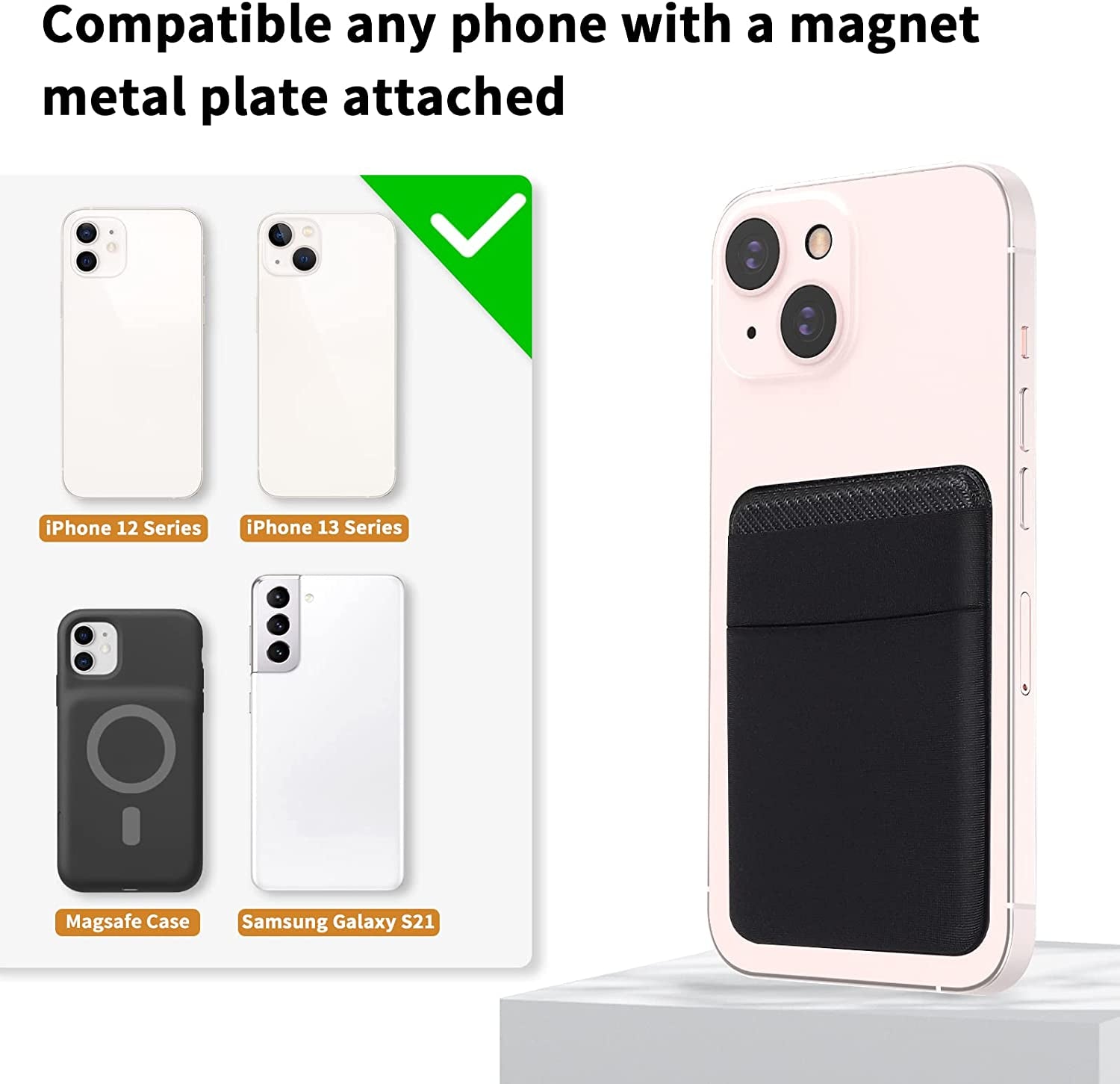 SHANSHUI Magnetic Wallet Compatible for Magsafe, Magnet Double Slots Phone Card Holder for Back of Phone Wallet Stick on Compatible for Iphone 14, Iphone 13, Iphone 12 Series & Magsafe Case  SHANSHUI   