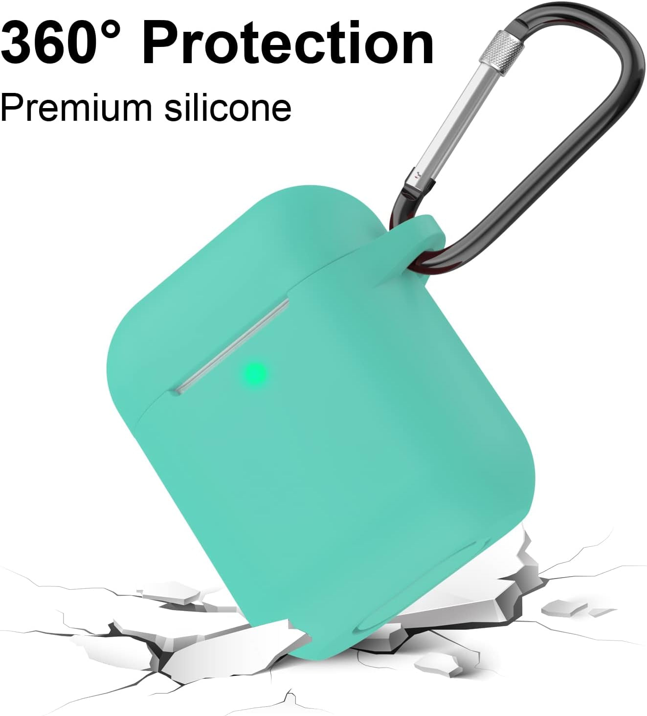SATLITOG Airpods Case Cover with Secure Lock Keychain, Protective Silicone Cover Compatible with Apple Airpods 2Nd & 1St Charging Case - Mint Green  SATLITOG   