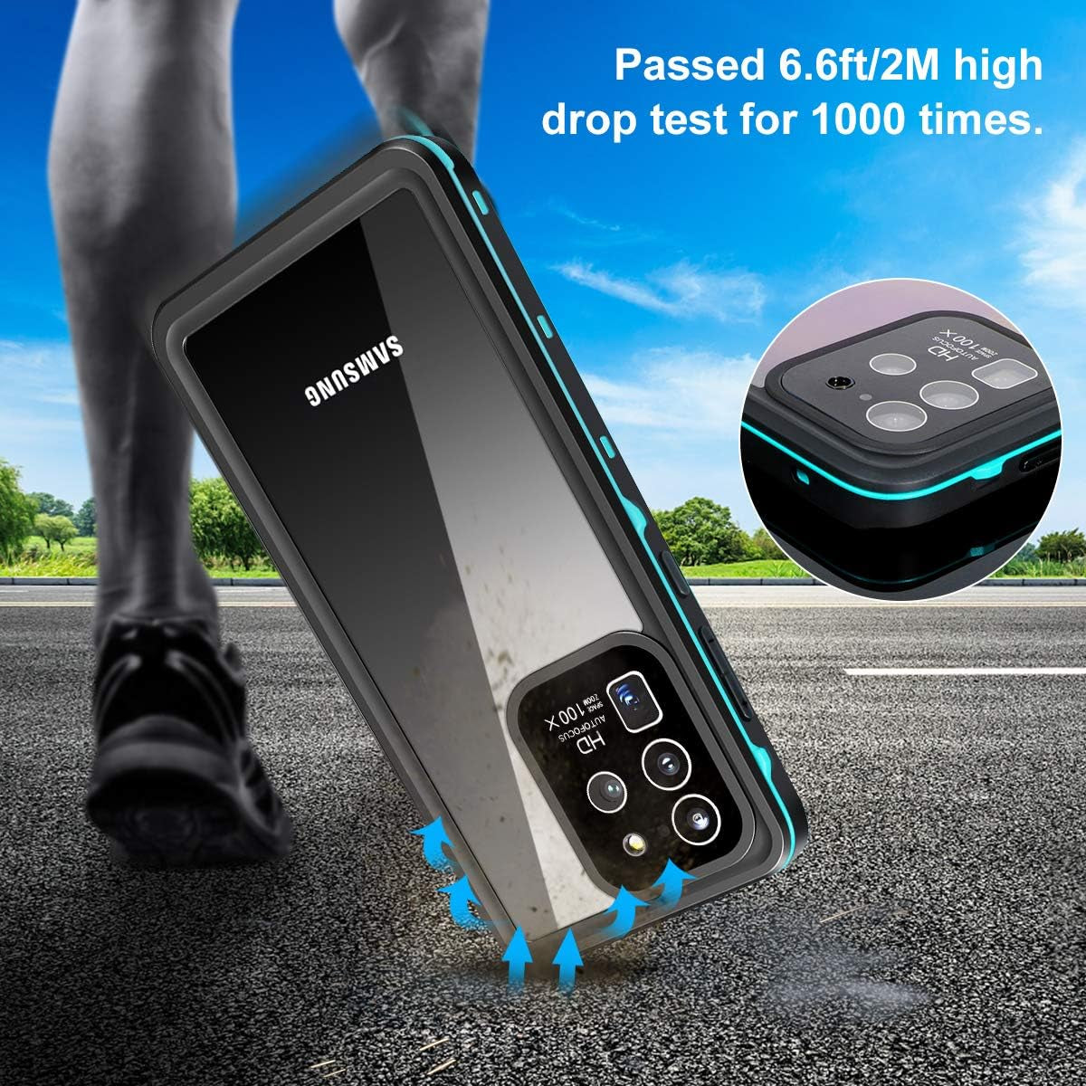 Samsung Galaxy S21 Ultra Phone Case Waterproof with Screen Protector, Full Body Protection Heavy Duty Shockproof Drop Proof Anti-Scratched Rugged Cases Cover for Galaxy S21 Ultra 6.8" (Teal)  Ezanmull   