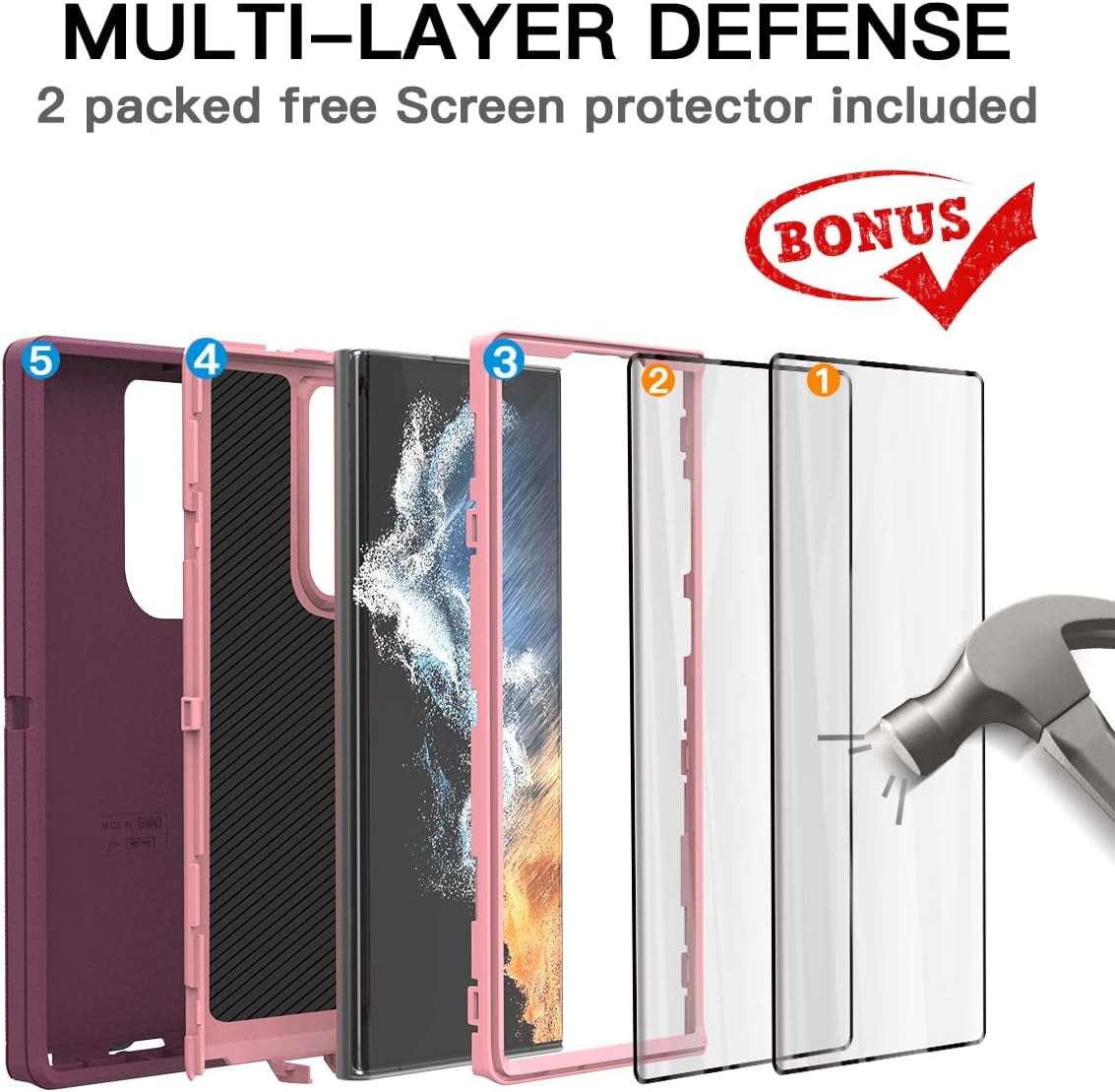 Aicase for Galaxy S22 Ultra Case with Screen Protector,Heavy Duty Drop Protection Full Body Rugged Shockproof/Dust Proof Military Protective Tough Durable Phone Cover for Samsung S22 Ultra 6.8“  AICase   