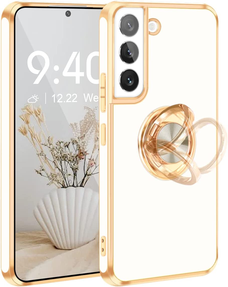 Fingic Samsung Galaxy S22 Case, Galaxy S22 Case with 360° Ring Holder Slim Kickstand Magnetic Support Car Mount Women Girls Soft TPU Protective Phone Case for Samsung Galaxy S22 6.1", Purple  Fingic White  