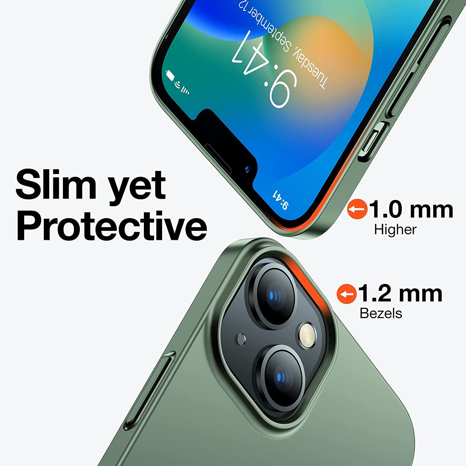 TORRAS Slim Fit for Iphone 14 Case/Iphone 13 Case Ultra-Thin Sturdy Protective Cover with Non-Slip Grip & No Fingerprint Hard Plastic Phone Case for Iphone 14/13 (6.1"), Christmas Tree Green  TORRS   