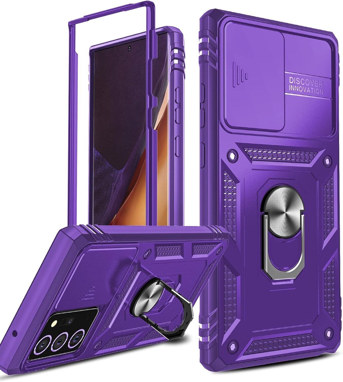 Leyi for Samsung Note 20 Ultra Case: Note 20 Ultra Case [Not for Note 20], 360 Full Body Military-Grade Phone Case with Slide Camera Cover & Metal Ring Heavy Duty Protective Case Note 20 Ultra, Green  LeYi Purple  