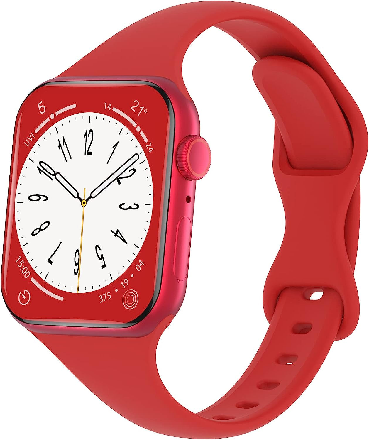 DYKEISS Sport Slim Silicone Band Compatible for Apple Watch Band 38Mm 42Mm 40Mm 44Mm 41Mm 45Mm 49Mm, Thin Soft Narrow Replacement Strap Wristband for Iwatch Ultra Series 8/7/SE/6/5/4/3/2/1 Women Men  DYKEISS Red 42/44/45/49mm 