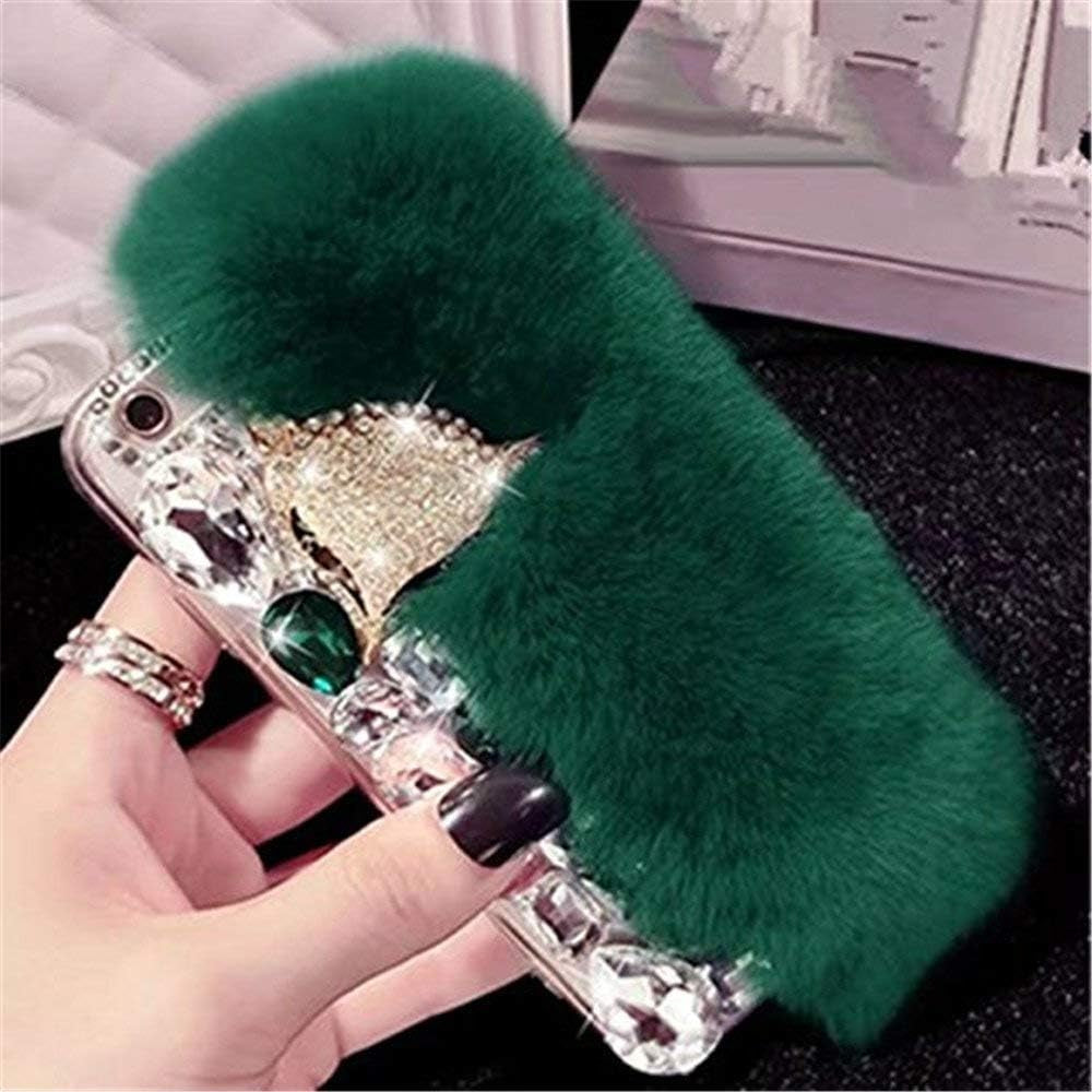 Case for LG G8 Thinq, 3D Handmade Luxury Fox Head Fluffy Rabbit Fur Sparkle Stunning Stones Crystal Rhinestone Bling Diamond Glitter Case for LG G8 Thinq (Q03)  RB-CASE Q01 Lg G8 Thinq 