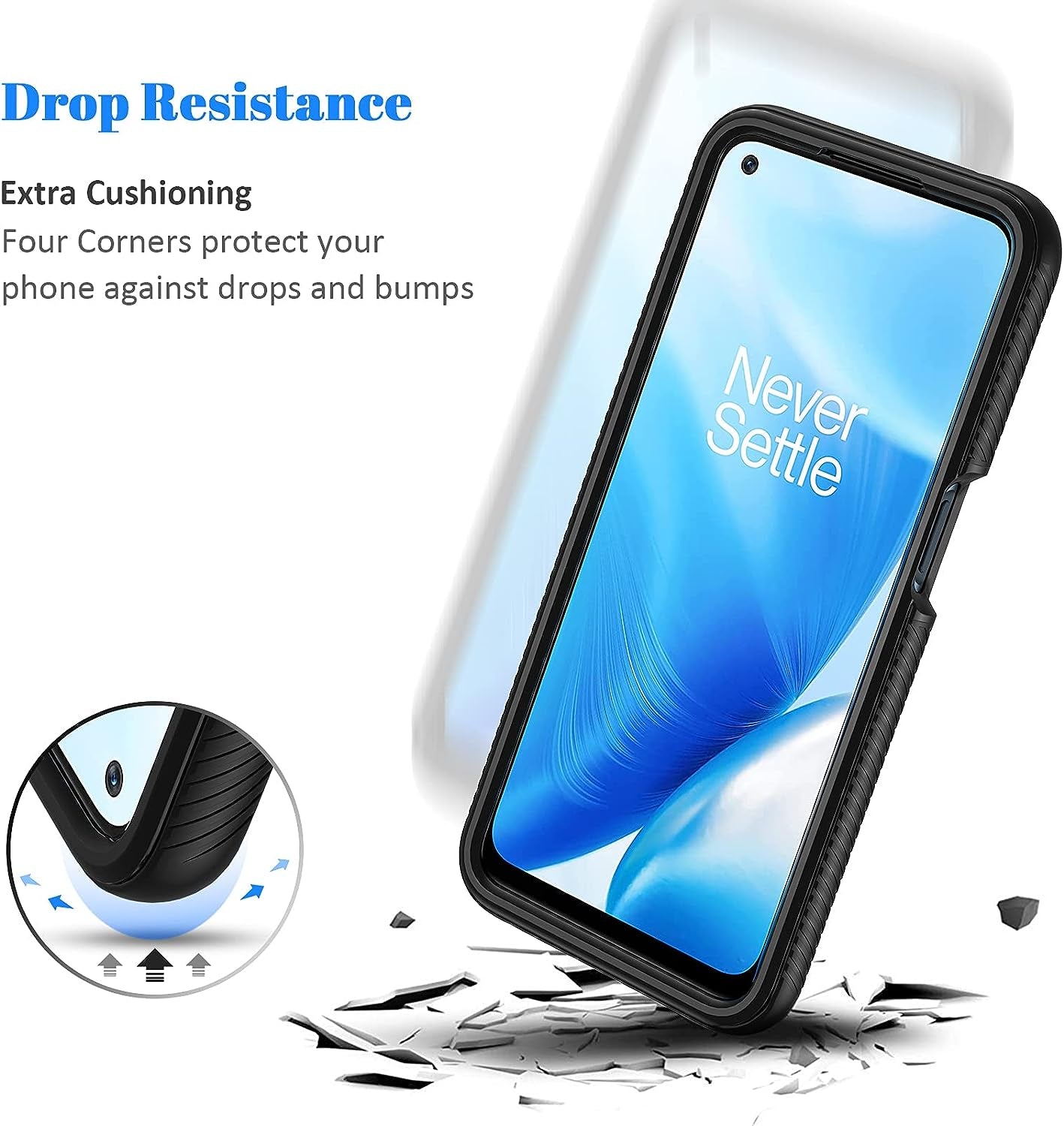 Seacosmo Case for Oneplus Nord N200 5G, Full Body Shockproof Cover [With Built-In Screen Protector] Slim Fit Bumper Protective Case for 1+ Nord N200 5G, Black/Clear  seacosmo   