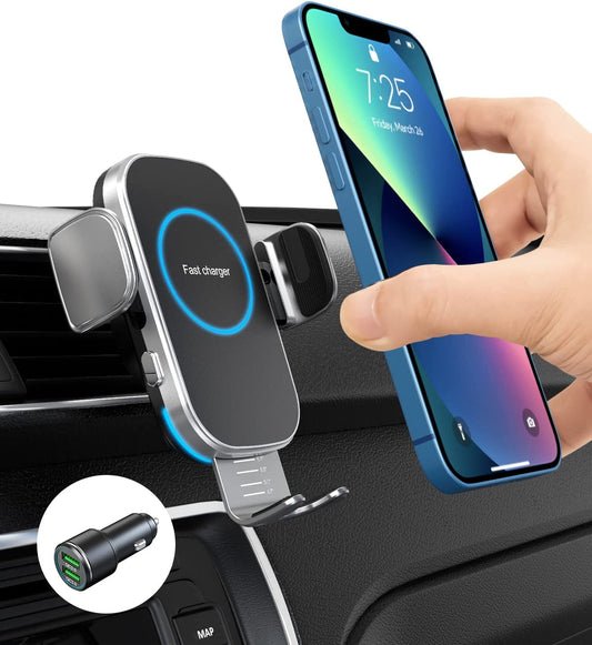 Wireless Car Charger, 15W Auto-Clamping Charger Mount, Air Vent Car Charging Holder for Iphone 14/14 Pro/13/13 Pro /12/12 Pro/ 11/11 Pro/Xr/Xs/X/8, Samsung S23/S22/S21(With QC 3.0 Charger)  Shenzhen Meskey Technology co.,ltd   