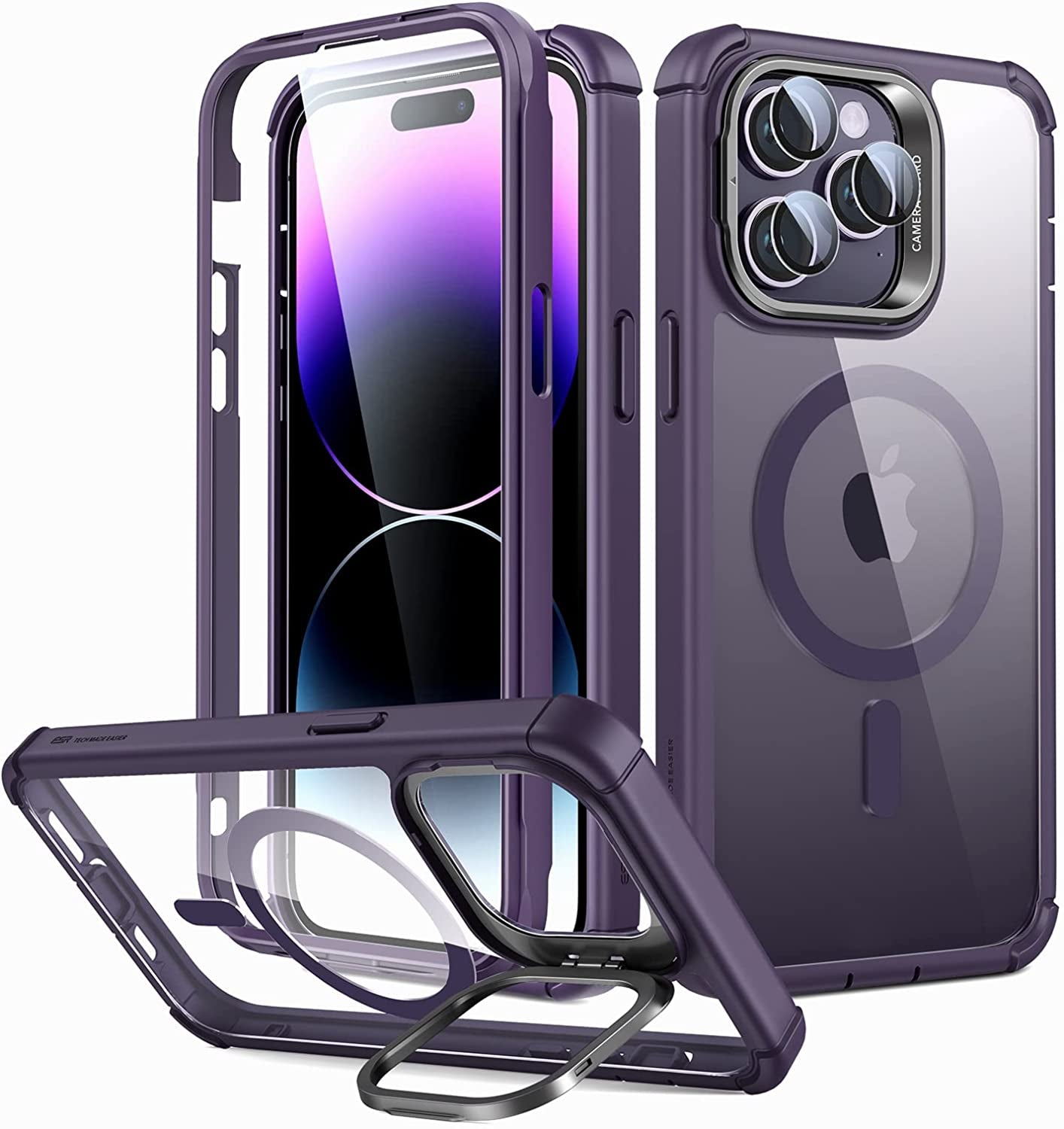 ESR for Iphone 14 Pro Max Case, Magsafe Compatible, Full Body Shockproof Case, Military-Grade Protection, Magnetic Phone Case for Iphone 14 Pro Max, Shock Armor Kickstand Case (Halolock), Clear Purple  Electronic Silk Road Corp   