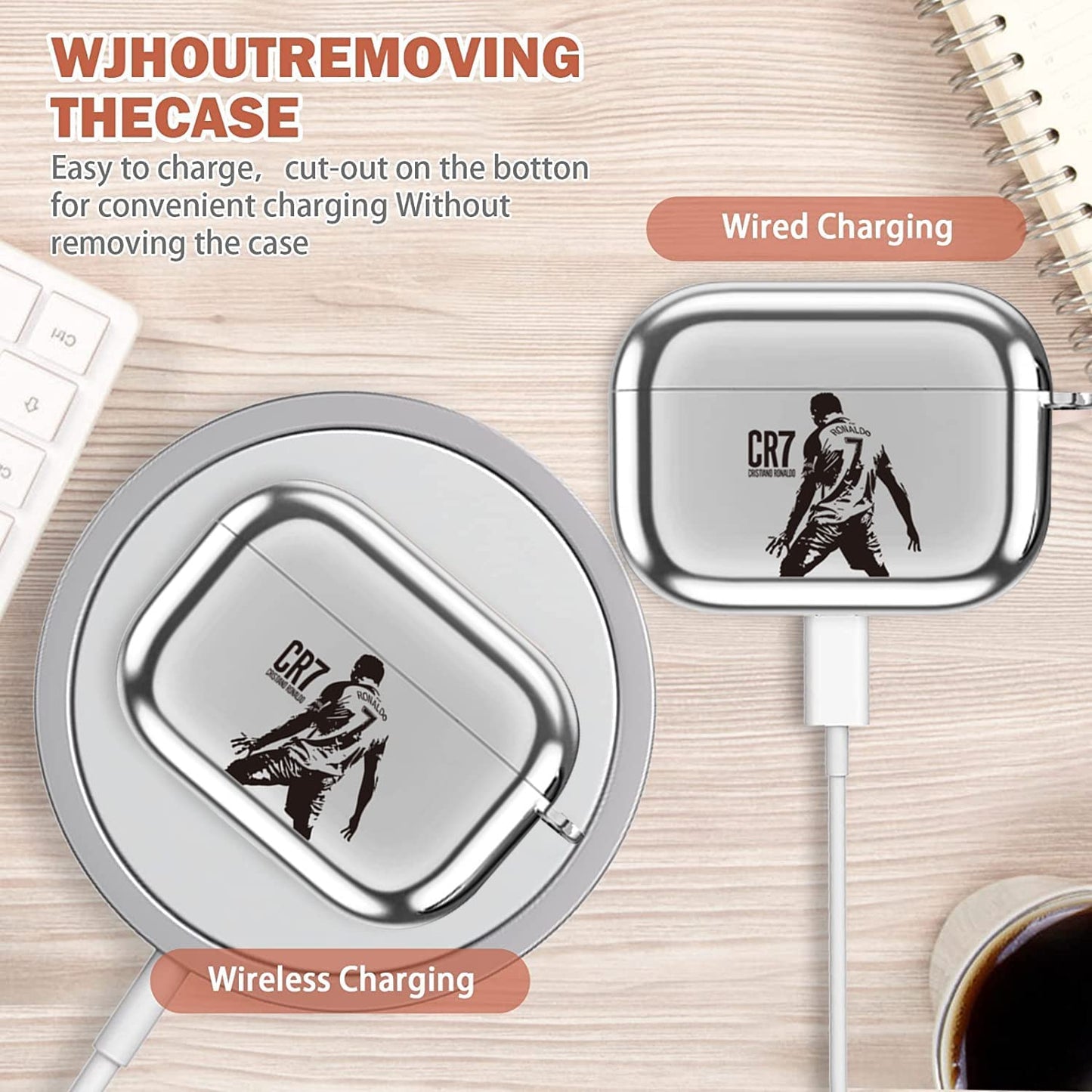 Ptnerbeh Cute Airpod Pro 2 Case,Football Player Theme Pattern Design with Keychain Pendant Silicone Soft Shell Compatible with Airpods Pro 2Nd Generation (2022) Case,Front LED Visible  Ptnerbeh   