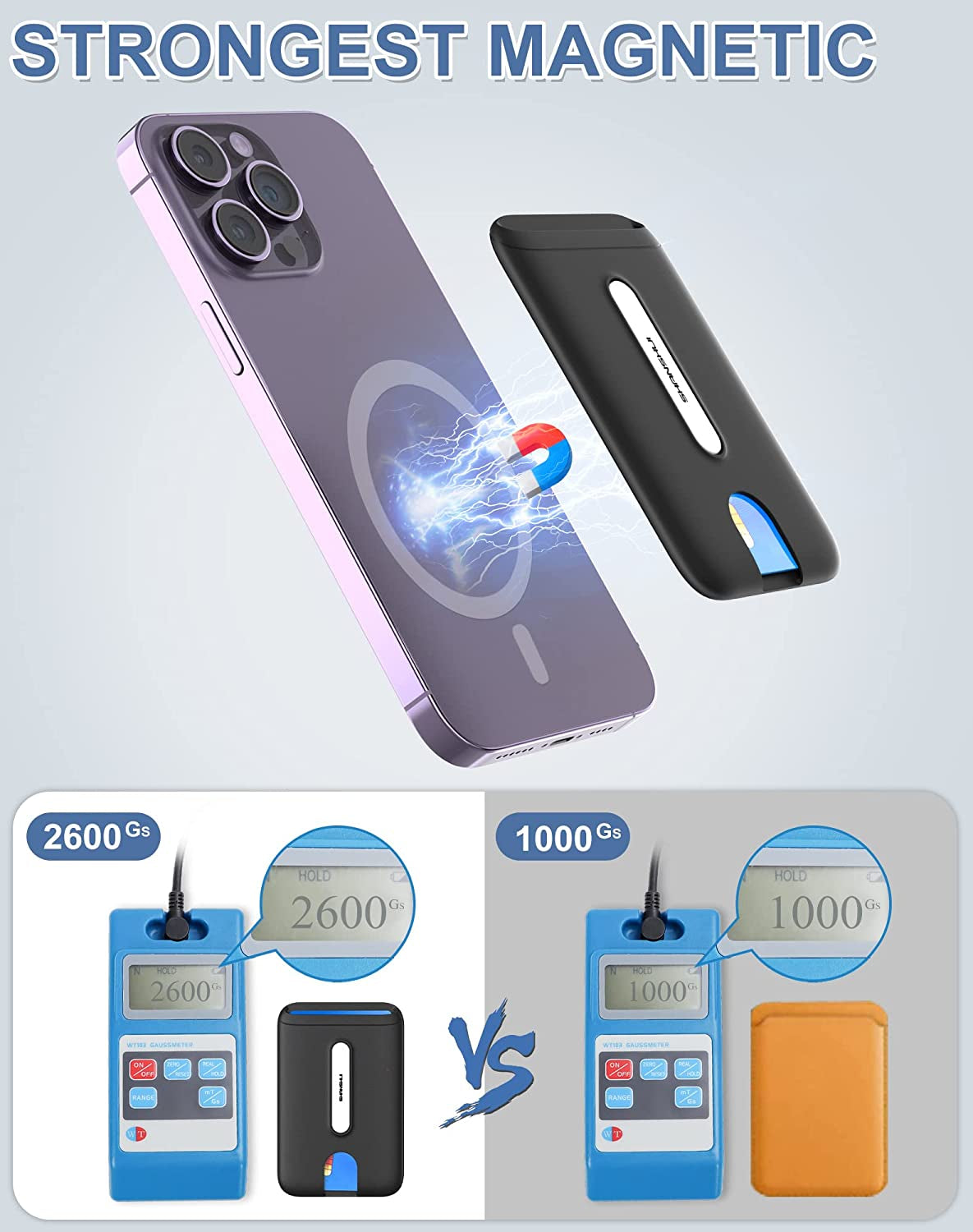 SHANSHUI Magnetic Wallet for Magsafe, Ultra Slim Magnetic Card Holder for Back of Phone Wallet Premium Silicone Anti-Drop Credit Card Holder Fitting for Iphone 14/13/ 12 Series & Magsafe Case  SHANSHUI   