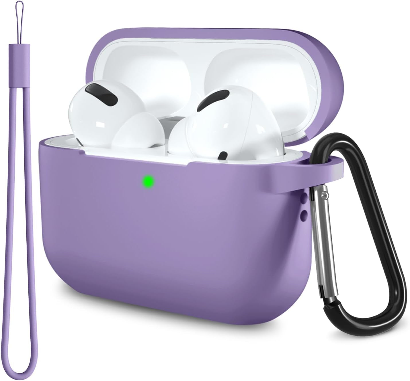 Lerobo for Airpods Pro 2Nd/1St Generation Case Cover with Keychain & Lanyard,Soft Silicone Skin Full Protective Airpod Pro Case for Apple Airpod Pro 2022/2019 Charging Case [Front LED Visible] Lilac  PJStore-US B-Lavender Purple  