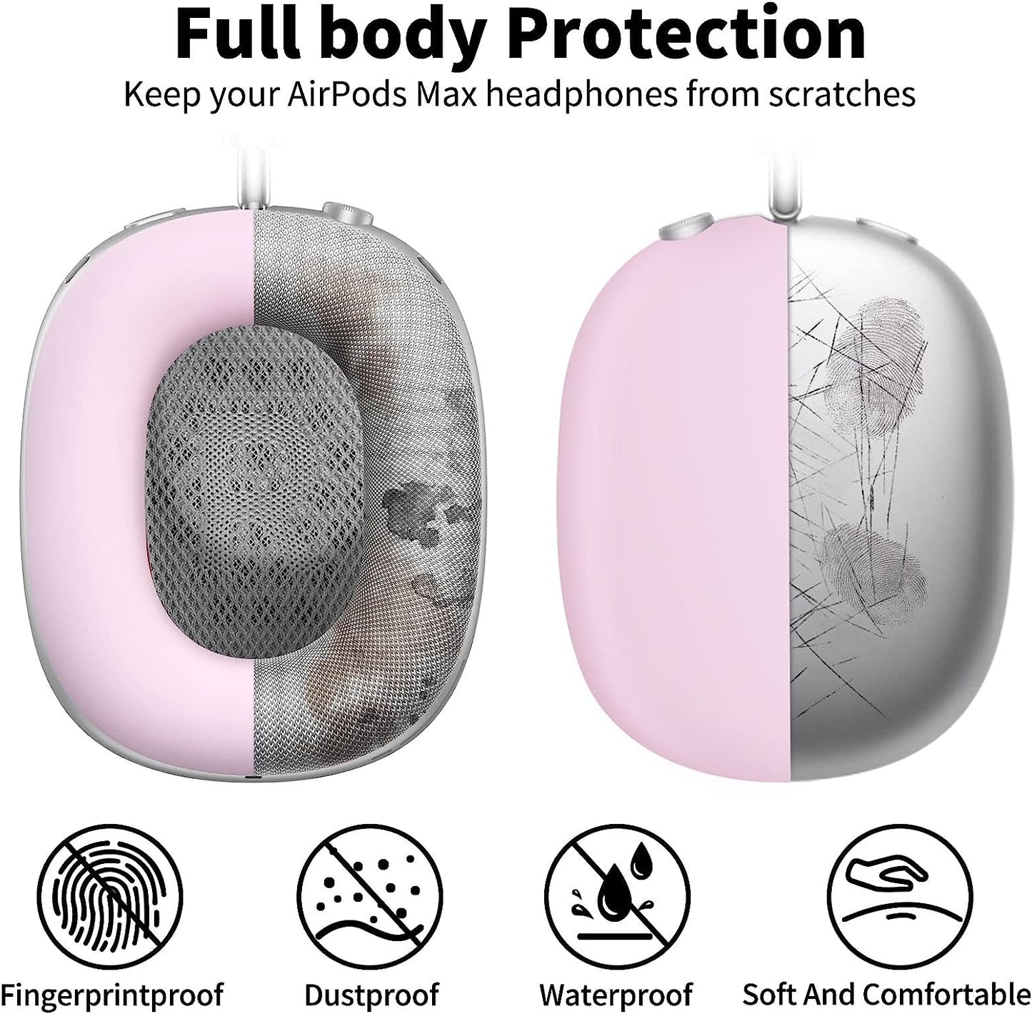 AIRSPO Airpods Max Case Cover, Silicone Case Cover for Airpods Max Headphones, Anti-Scratch Ear Pad Cover/Headband Cover for Apple Airpods Max, Airpod Max Accessories (Pink)…  AIRSPO   
