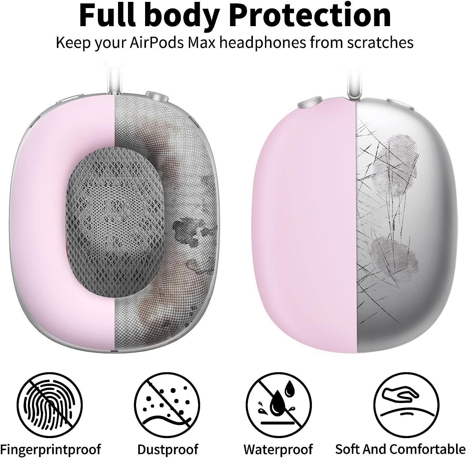 AIRSPO Airpods Max Case Cover, Silicone Case Cover for Airpods Max Headphones, Anti-Scratch Ear Pad Cover/Headband Cover for Apple Airpods Max, Airpod Max Accessories (Pink)…  AIRSPO   