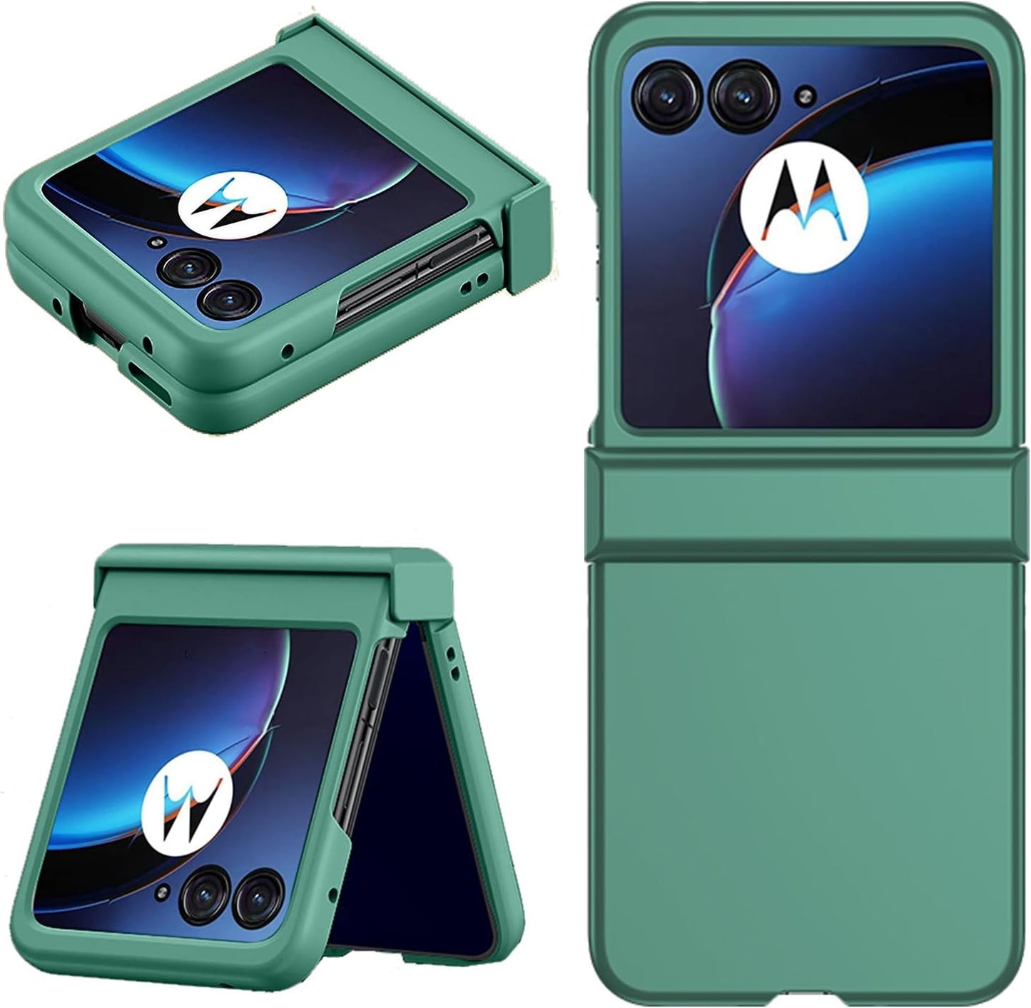 Designed Case for Moto Razr plus 2023 Case,[Full Cover Hinge Protection][Hard PC Slim Phone Case][Support Wireless Charging][Shockproof Anti-Slip] for Motorola Razr+ 2023 5G 6.9" (Apricot)  ZMPHG Pine Green  