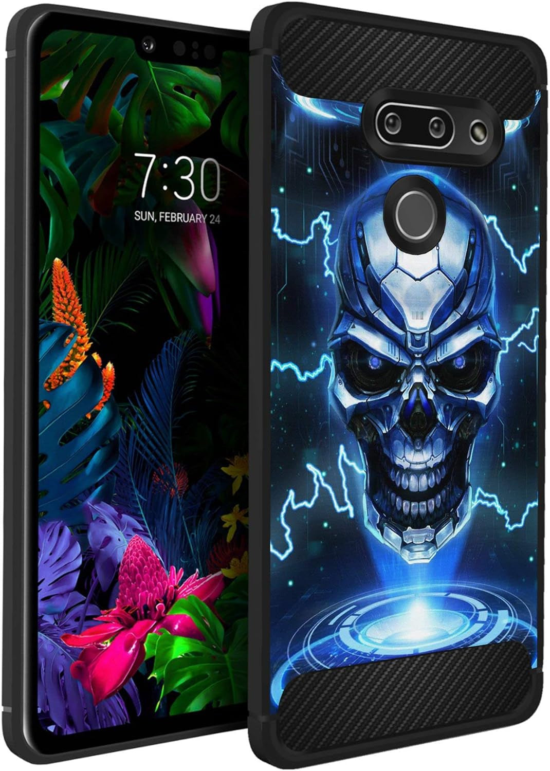 Casesondeck Case Compatible with LG G8 Thinq/Lg G8 - Soft Fitted Flexible TPU Cover Shock Protection (Dont Tread on Me)  CasesonDeck Blue Future Skull  