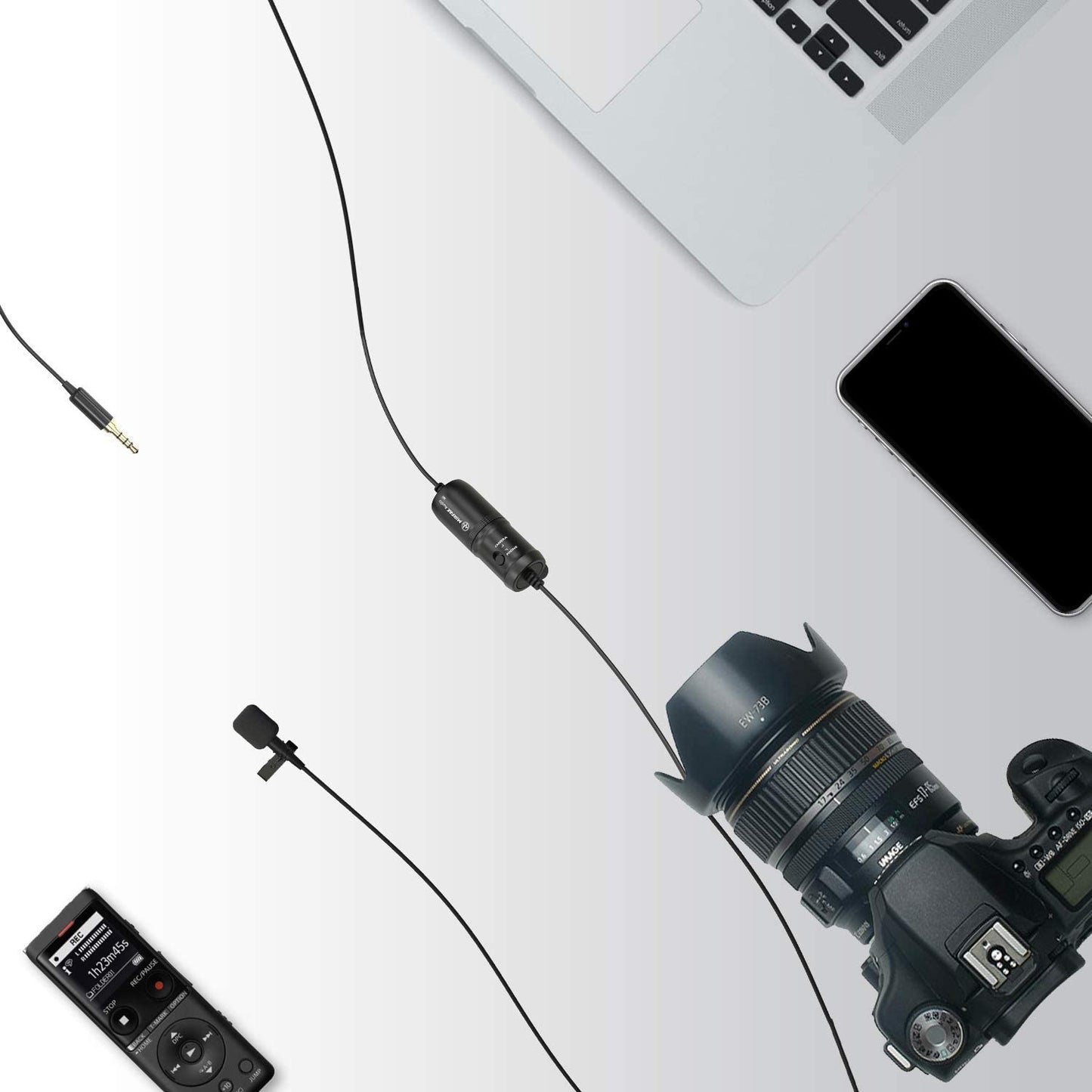 MIRFAK MC1 Lavalier Microphone 360°Ofhighly Sensitive Recording Omni-Directional Condenser Microphone Compatible with Dslrs, Camcorders, Mobile Phones, Pcs and Audio Recorders  MIRFAK   