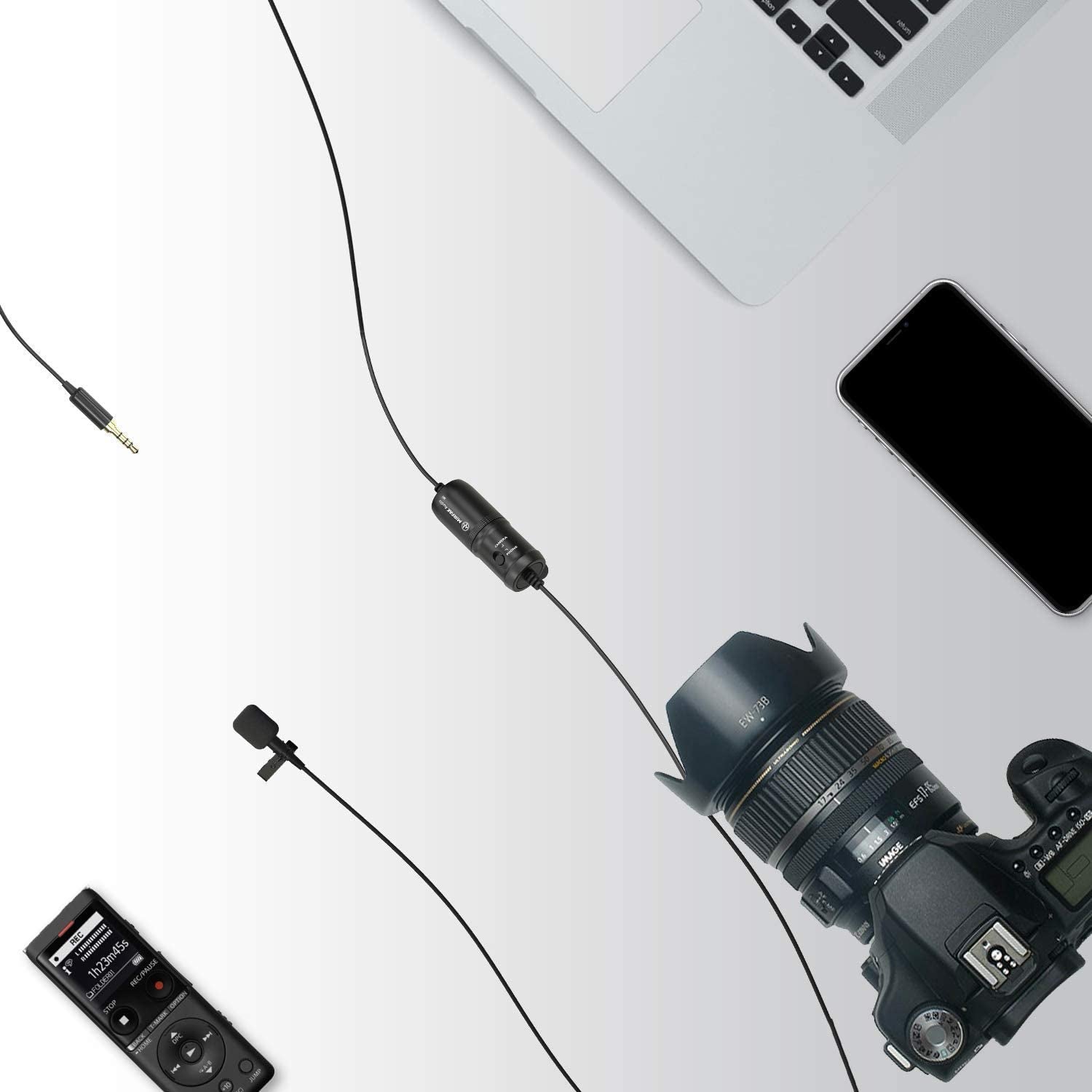 MIRFAK MC1 Lavalier Microphone 360°Ofhighly Sensitive Recording Omni-Directional Condenser Microphone Compatible with Dslrs, Camcorders, Mobile Phones, Pcs and Audio Recorders  MIRFAK   