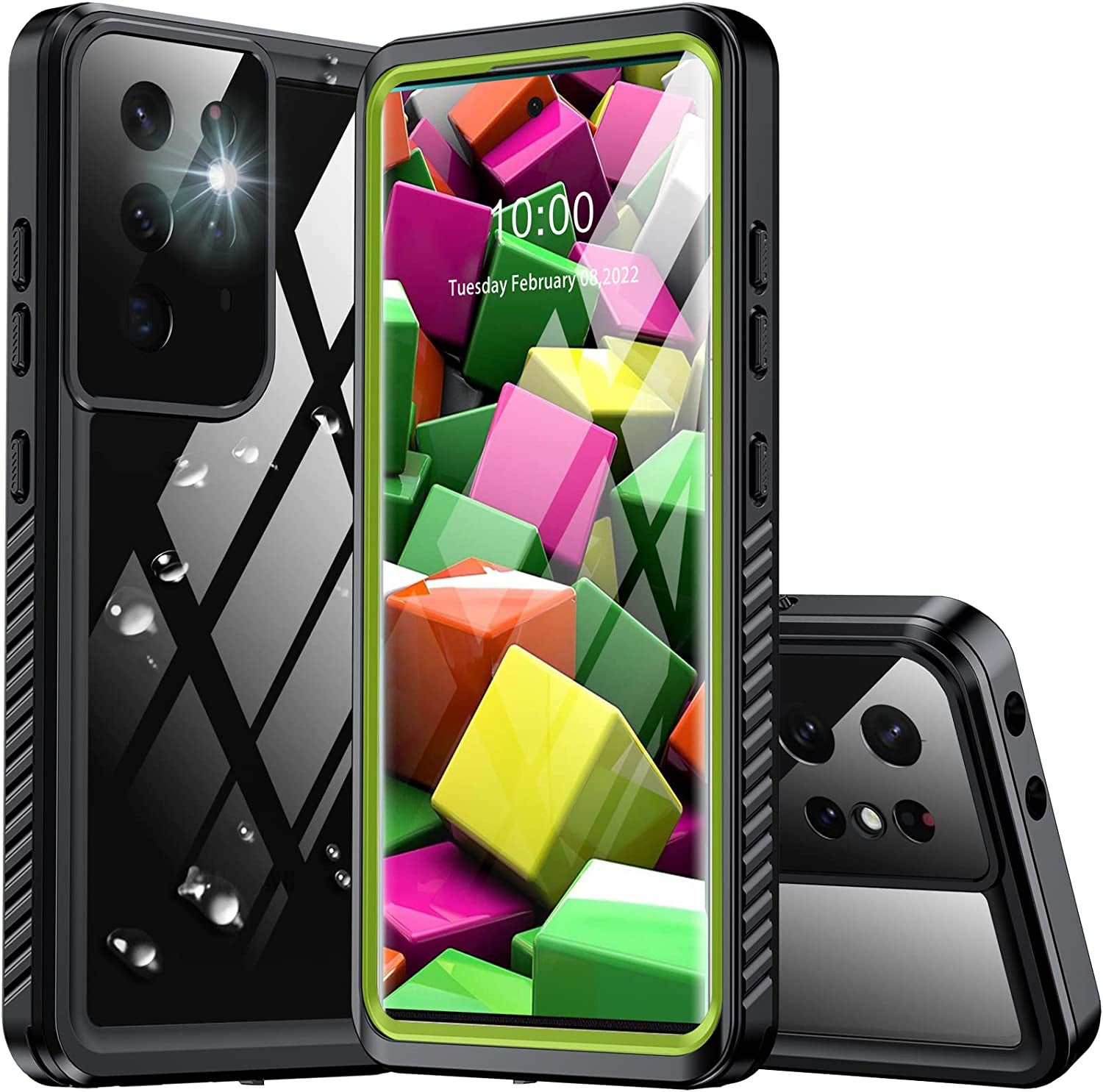 ANTSHARE for Samsung Galaxy S21 Ultra Case Waterproof,Galaxy S21 Ultra Case with Screen Protector,360 Full Body Heavy Shockproof Rugged Samsung S21 Ultra Phone Case for Women Men Black/Clear  ANTSHARE Green  