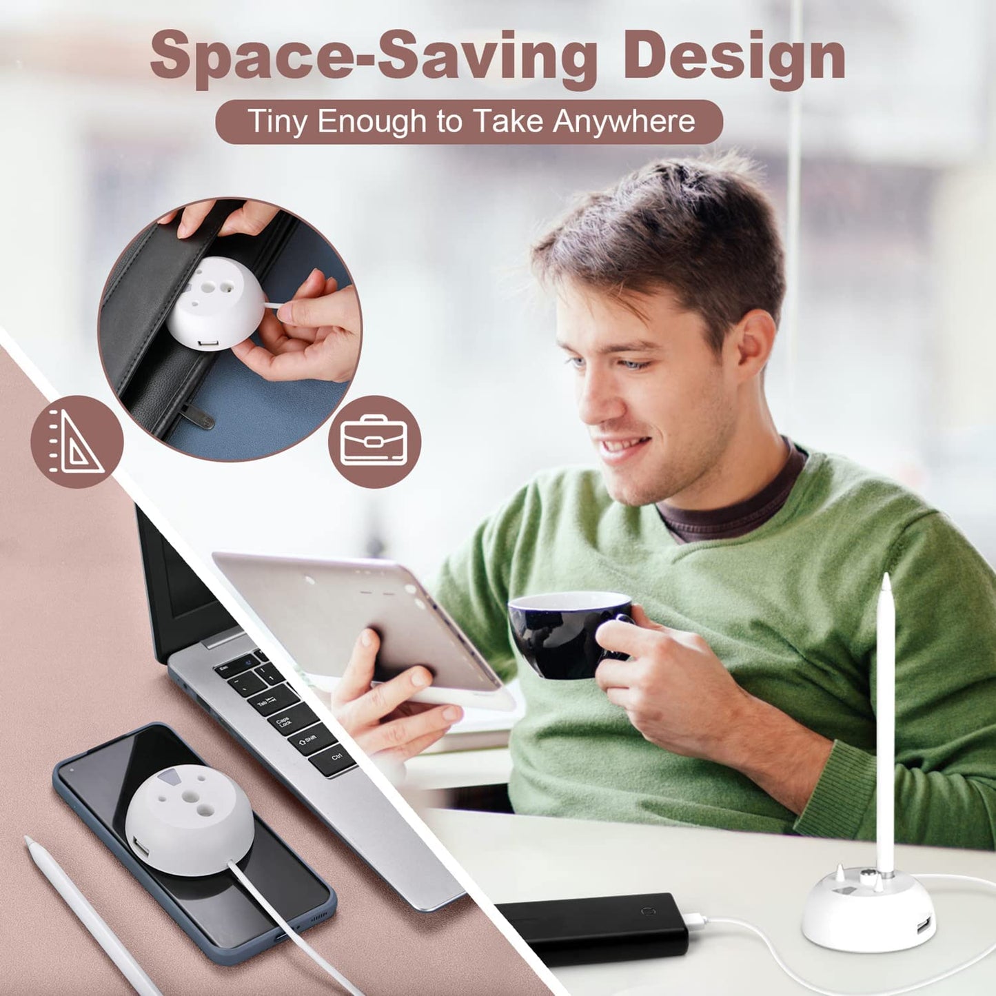 Bivtrily Charger Stand for Apple Pencil 1St Generation, Charging Adapter with LED Display & USB Port, Pencil Accessories with Pen Tips and Cap Holder Compatible with Ipad Ipencil Ipen  Bivtrily   