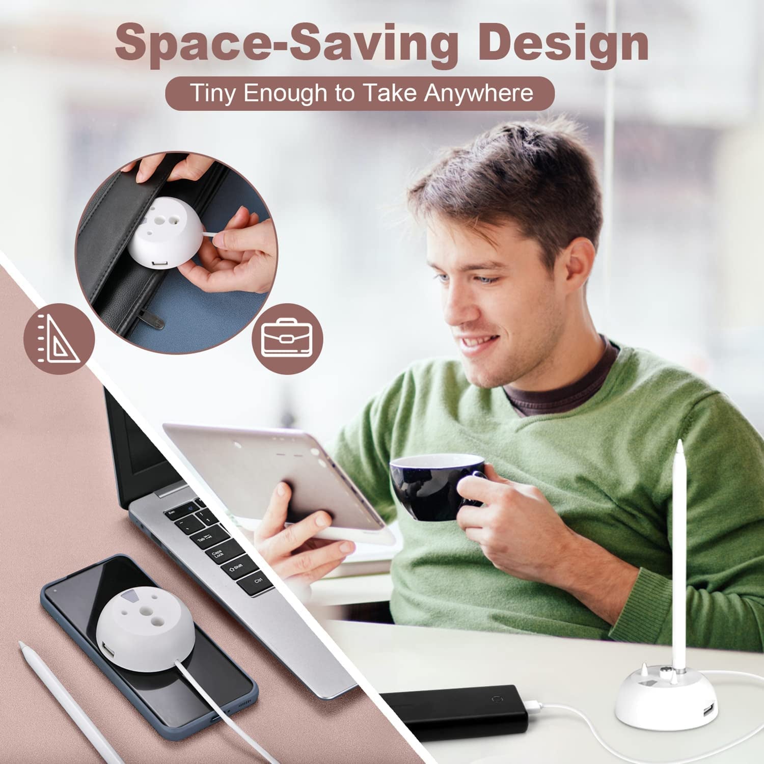 Bivtrily Charger Stand for Apple Pencil 1St Generation, Charging Adapter with LED Display & USB Port, Pencil Accessories with Pen Tips and Cap Holder Compatible with Ipad Ipencil Ipen  Bivtrily   