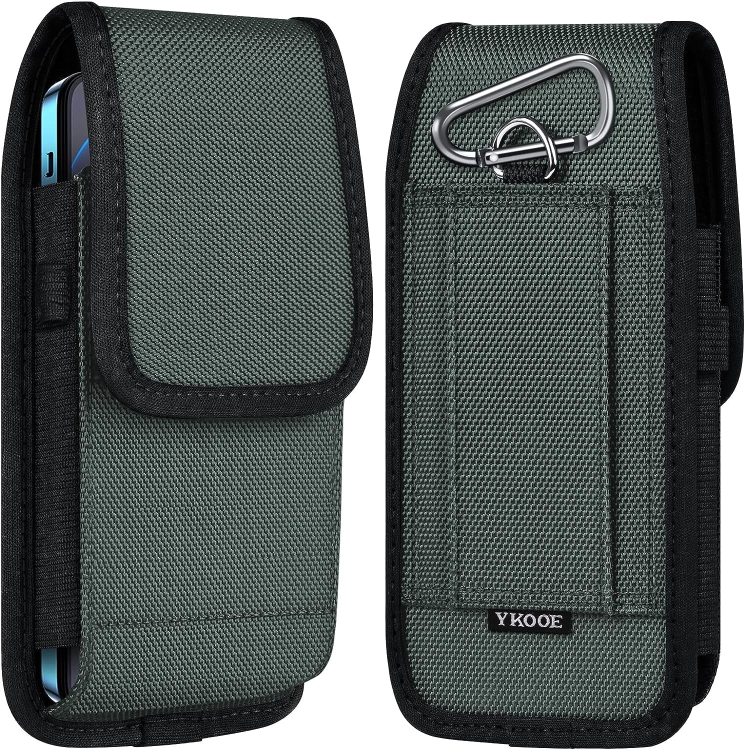 Ykooe Cell Phone Pouch Nylon Belt Holster Case Compatible with Iphone 14 Pro, 14, 12, 12 Pro, 11, 11 Pro, 13, 13 Pro, XR, Samsung Galaxy S20 S21 S22 S23 S10 S9 LG Google, Brown - L  ykooe Grey Large 