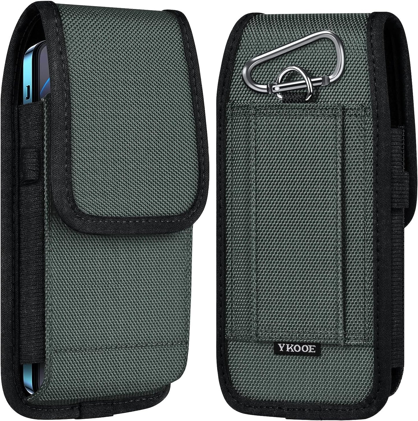 Ykooe Cell Phone Pouch Nylon Belt Holster Case Compatible with Iphone 15, 15 Pro, 14 Pro, 14, 12, 12 Pro, 11, 11 Pro, 13, 13 Pro, XR, Samsung Galaxy S20 S21 S22 S23 S10 S9, Brown – L  ykooe Grey Xl 