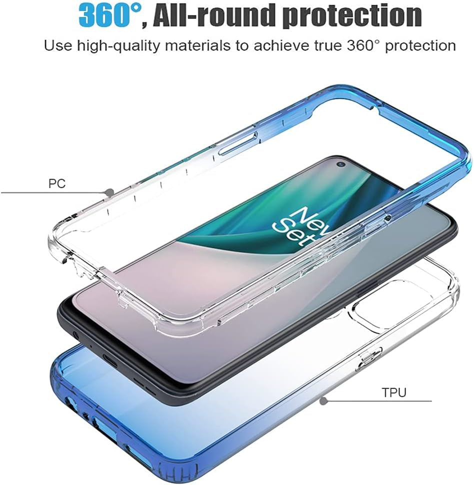 Bohefo Clear Case Compatible with Oneplus Nord N10 5G, Oneplus N10 Case for Girls Women, Cute Crystal TPU Bumper Shockproof Protective Phone Case Cover for Oneplus Nord N10 5G (Blue)  Bohefo   
