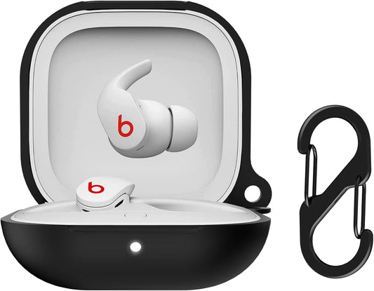 Beats Fit Pro Case Cover, VAEKNVG Soft Silicone Case for Apple Beats Fit Pro 2021 Shockproof Protective Earbuds Case with Carabiner Accessories(Black)  VAEKNVG   