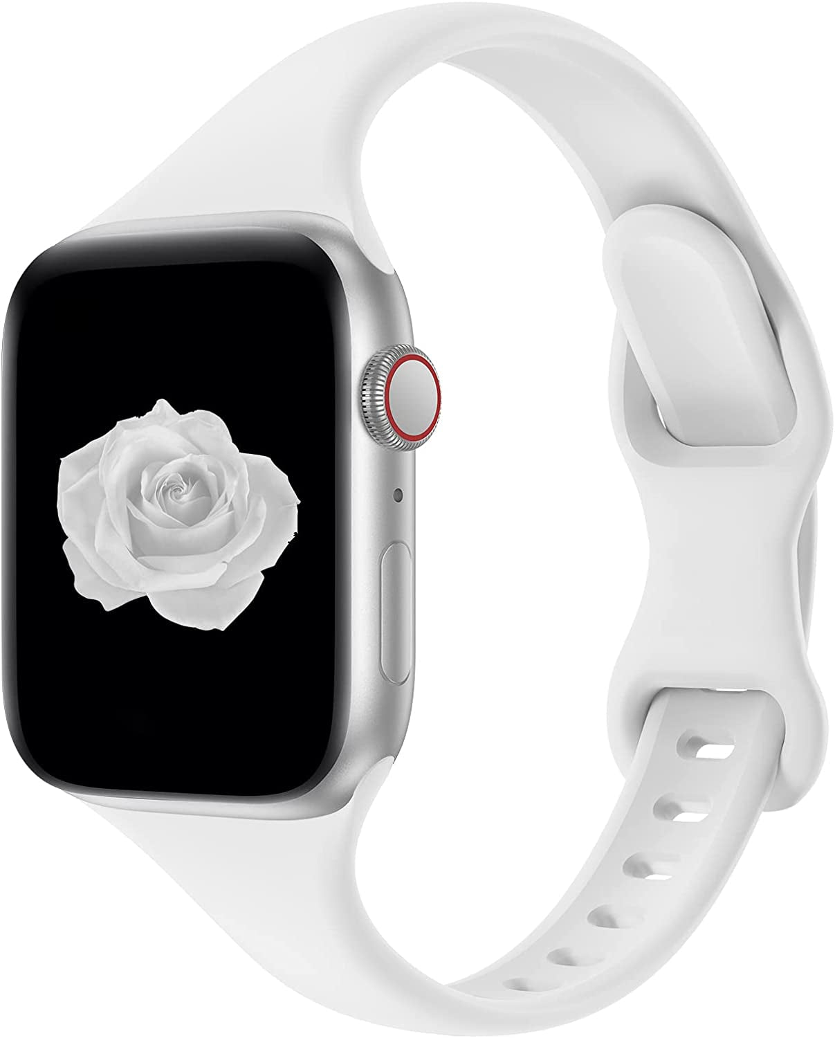 Acrbiutu Bands Compatible with Apple Watch 38Mm 40Mm 41Mm 42Mm 44Mm 45Mm 49Mm, Slim Thin Narrow Replacement Silicone Sport Strap Wristbands for Iwatch Series Ultra 8/7/6/5/4/3/2/1 SE Women Men  Acrbiutu A,White 38/40/41mm 