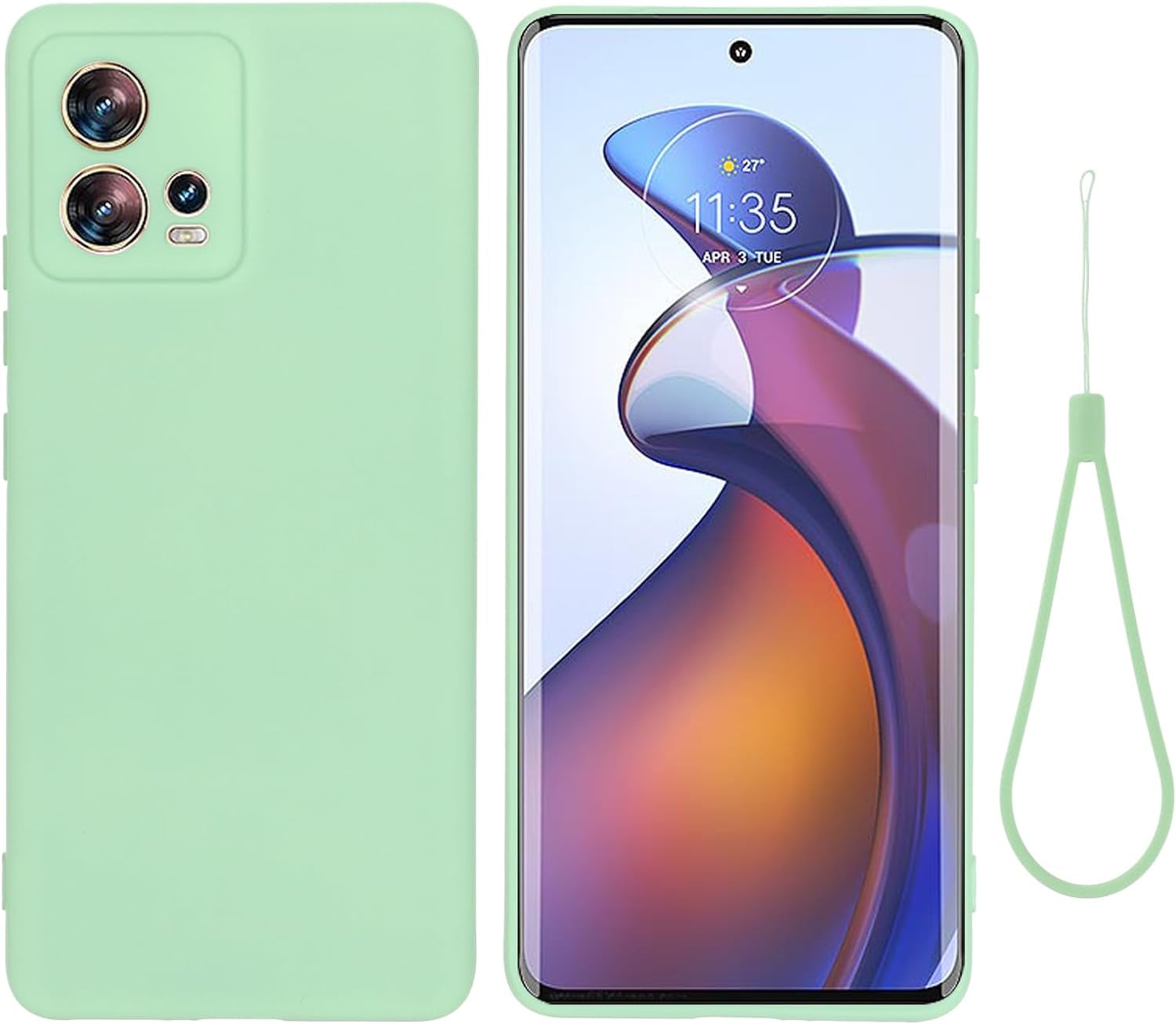 Case for Motorola Edge 30 Fusion, Liquid Silicone Protective Phone Case for Motorola Edge 30 Fusion with Silicone Lanyard, Slim Thin Soft Shockproof Cover for Motorola Edge 30 Fusion Silicone Case  Generic Green Motorola Edge 30 Fusion 