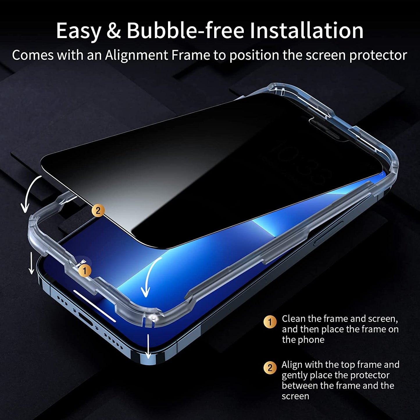 Unbreakcable Privacy Screen Protector for Iphone 14 / Iphone 13/13 Pro [2-Pack], Shatterproof Tempered Glass [True 28°Anti-Spy ] [Easy Installation Frame] [9H Hardness] [Bubble Free] for Apple 6.1''  UNBREAKcable   