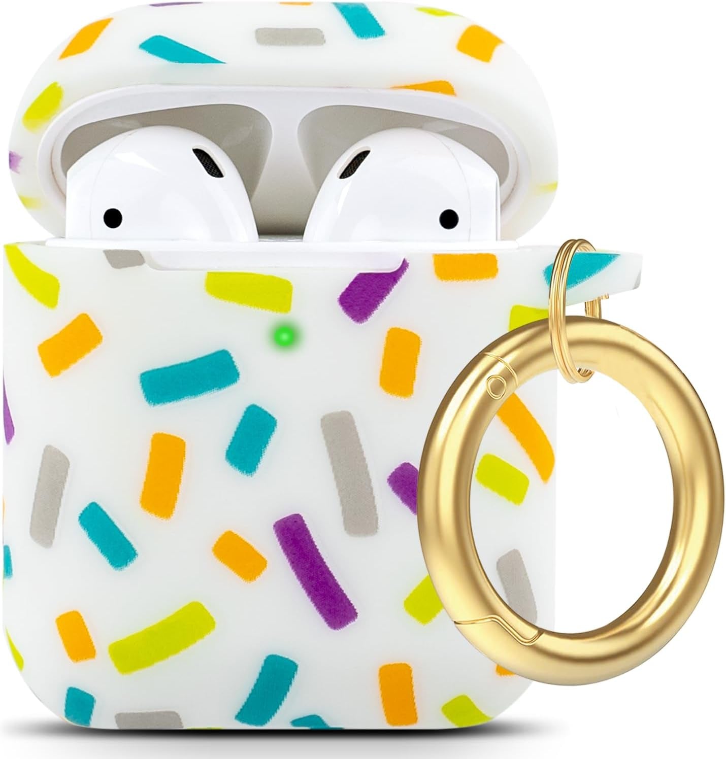 Cheetah Silicone Airpods Case, Gawnock Soft Earpod Case Cover Flexible for Airpods 2Nd/1St Generation Floral Print Cover for Women Girls with Keychain - Khaki Leopard  Gawnock Rainbow  